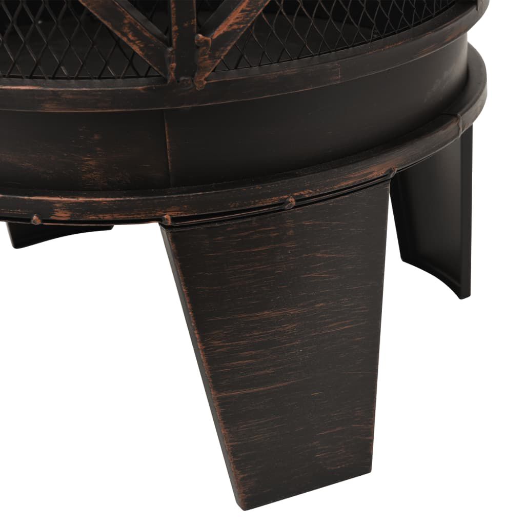 313637 vidaXL Rustic Fire Pit with Poker Φ42x54 cm Steel