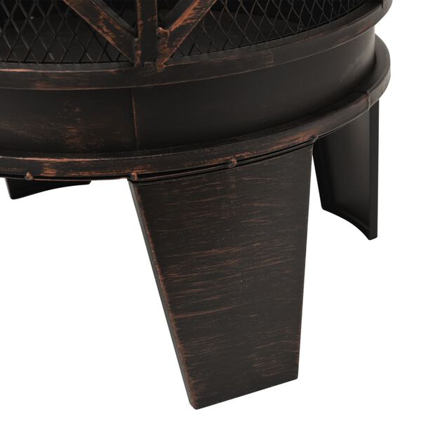 313637 vidaXL Rustic Fire Pit with Poker Φ42x54 cm Steel