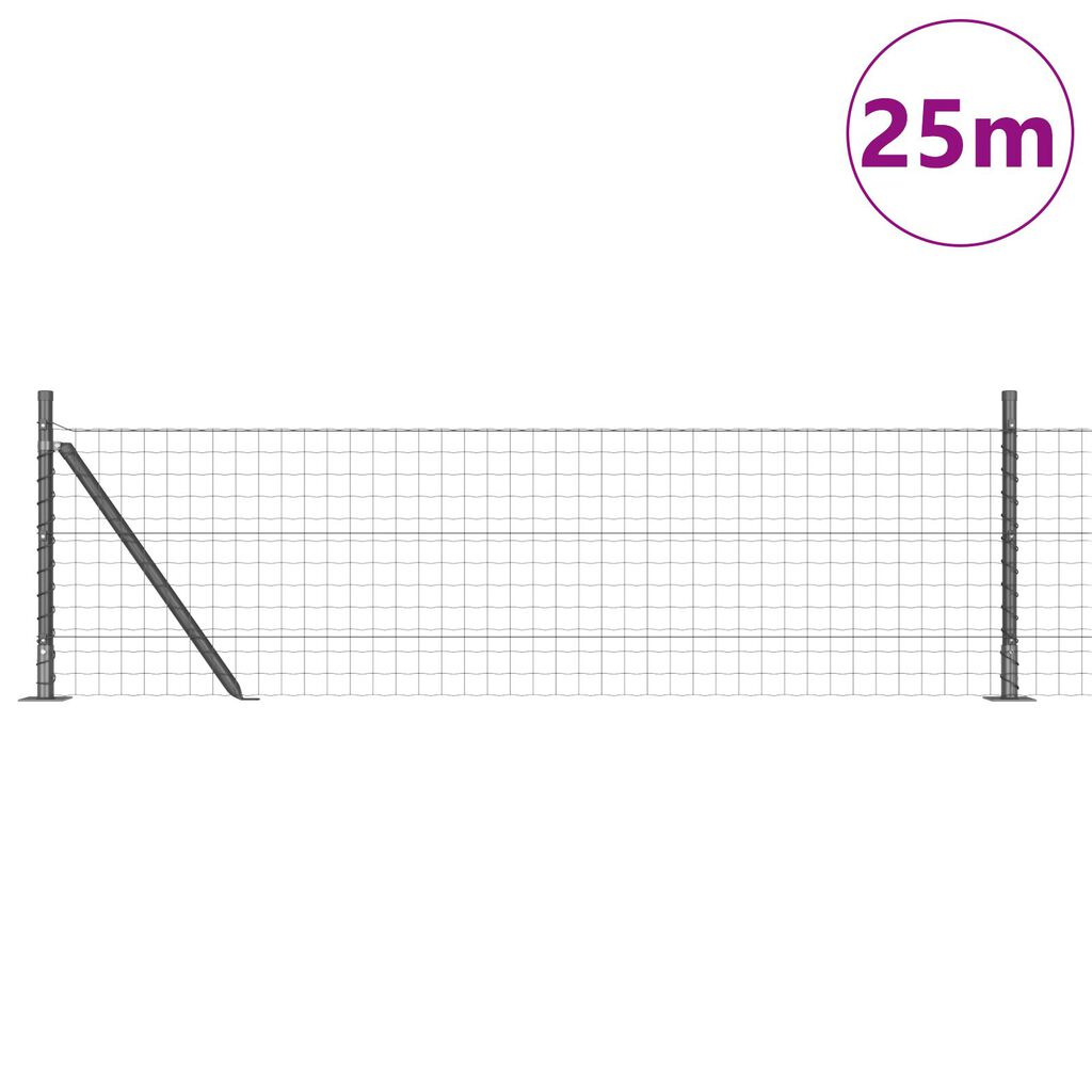 vidaXL Φράχτης Euro με 13 Φλαντζωτές Στήλες 0.4x25 m Γαλβανισμένος Χάλυβας