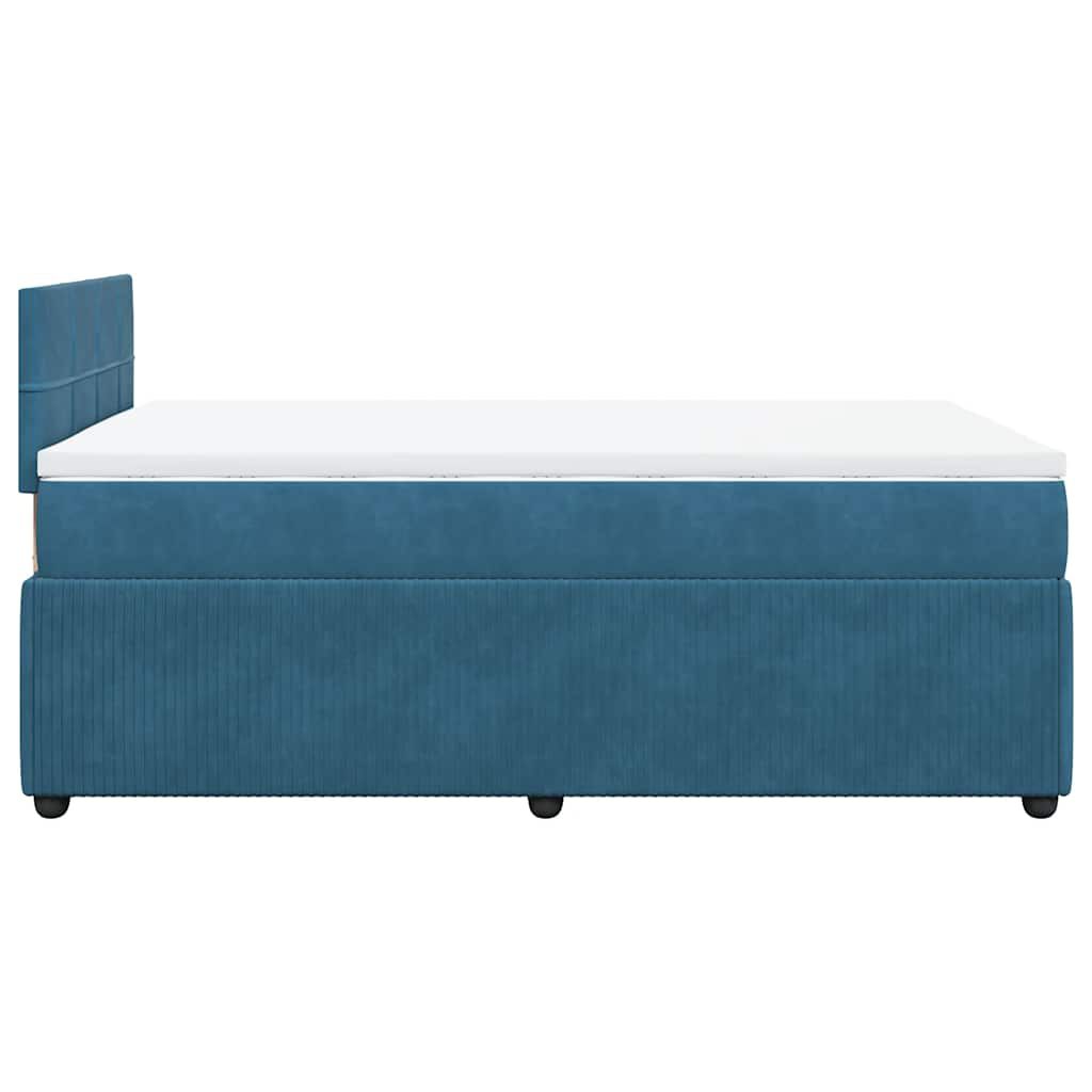 vidaXL Κρεβάτι Boxspring με Στρώμα Μπλε 120x190 εκ. Βελούδινο