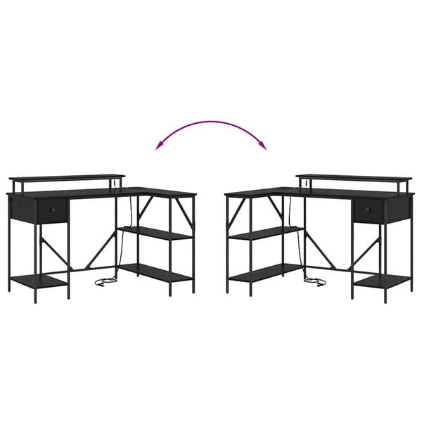 vidaXL Γραφείο Μαύρη δρυς 120 x 79 x 86.5 εκ. Επεξεργασμένο ξύλο