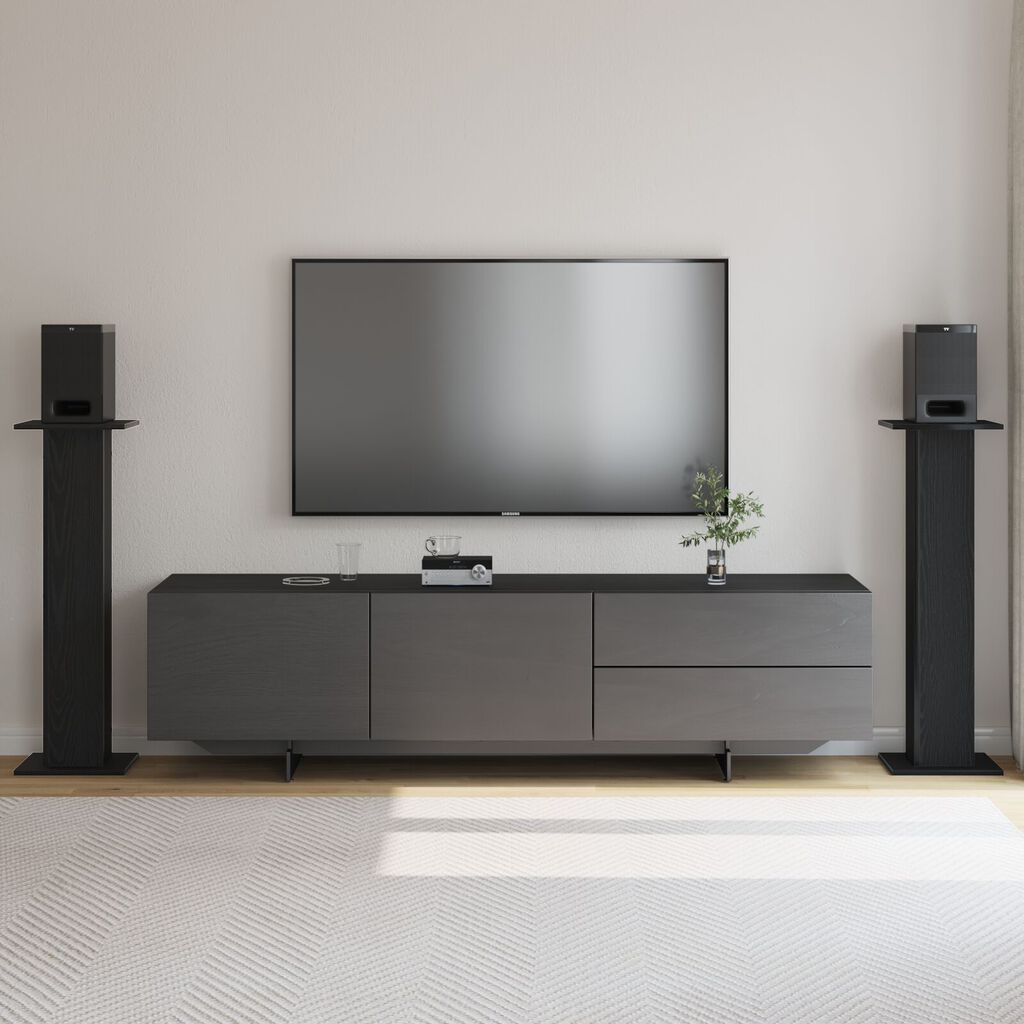 VidaXL Βάσεις Ηχείων 2 τμχ Μαύρη Δρυς 30x30x95 εκ Επιχειρησιακό Ξύλο