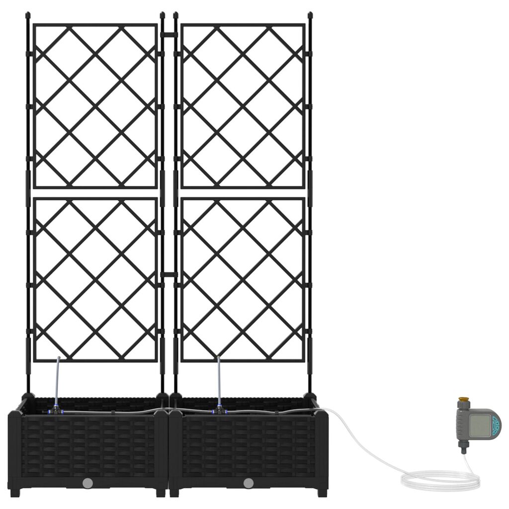 vidaXL Ζαρντινιέρες κήπου Μαύρο 80 x 40 x 126 cm Ατσάλι