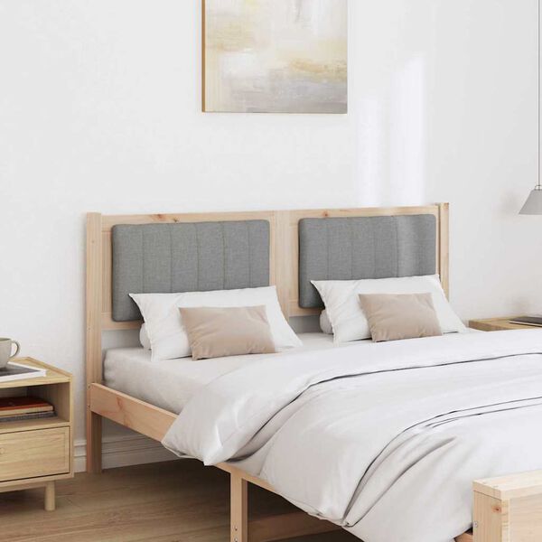 vidaXL Ταπετσαρισμένο κεφαλάρι Καφέ 135 cm Στερεά ξυλεία πεύκου