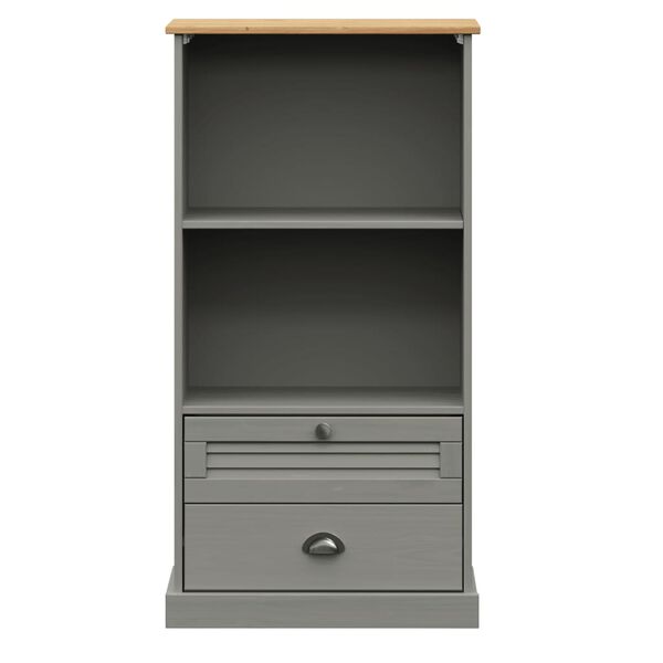 vidaXL Βιβλιοθήκη VIGO Γκρι 60 x 35 x 114,5 εκ. από Μασίφ Ξύλο Πεύκου