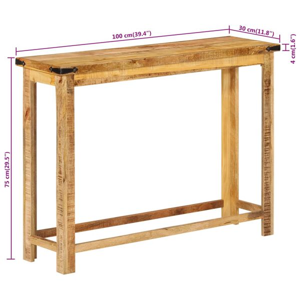 vidaXL Τραπέζι Κονσόλα 100 x 30 x 75 εκ. από Μασίφ Ξύλο Μάνγκο