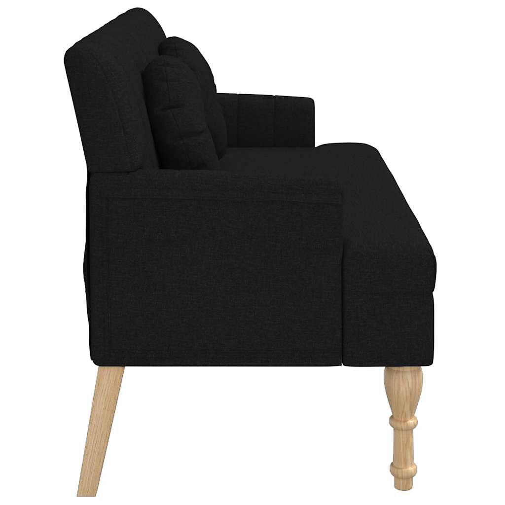 vidaXL Παγκάκι Μαύρο 113 x 64,5 x 75,5 εκ. Υφασμάτινο με Μαξιλάρια
