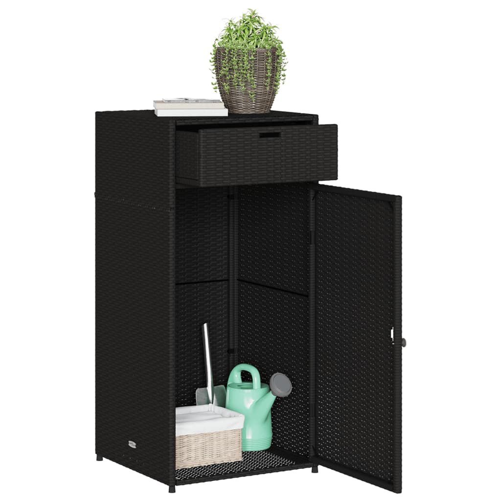vidaXL Ντουλάπι Αποθήκευσης Κήπου Μαύρο 55x55x111 εκ. από Συνθ. Ρατάν
