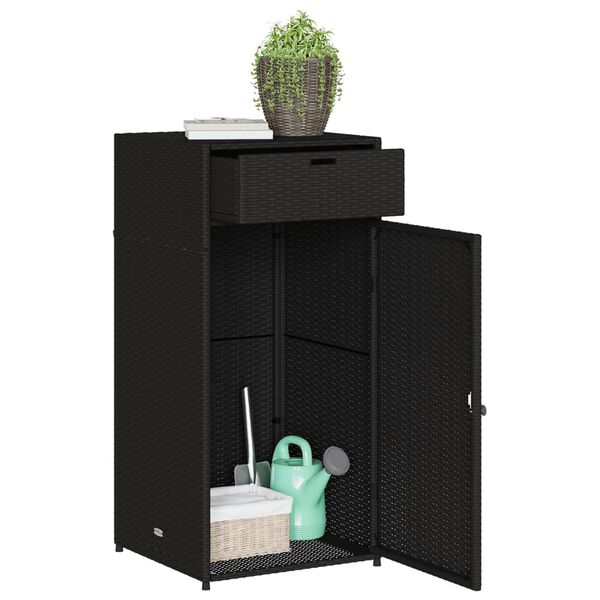 vidaXL Ντουλάπι Αποθήκευσης Κήπου Μαύρο 55x55x111 εκ. από Συνθ. Ρατάν