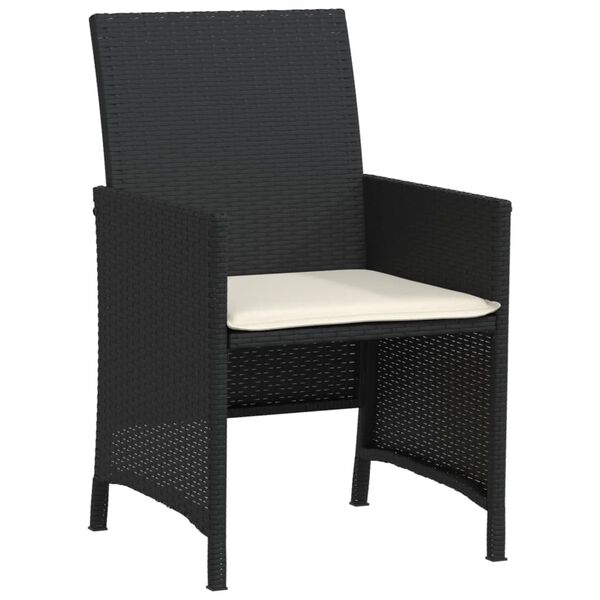 vidaXL Σετ Επίπλων Bistro 3 τεμ. Μαύρο Συνθετ. Ρατάν με Μαξιλάρια