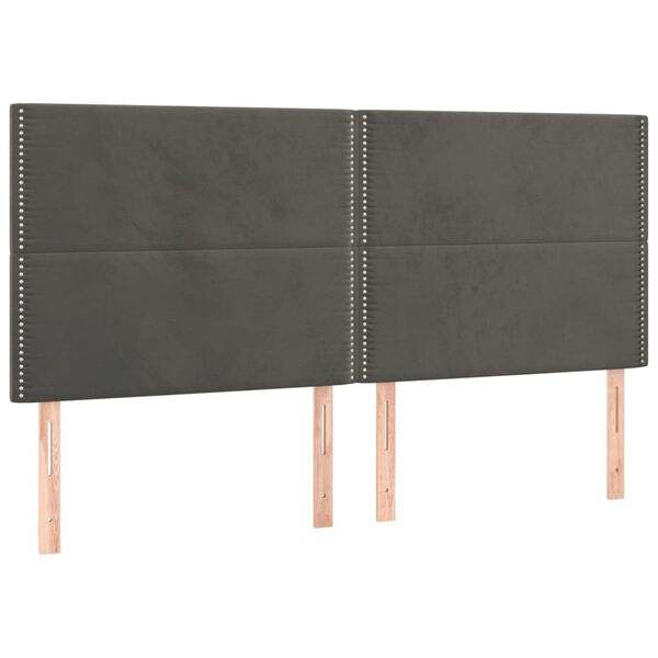 vidaXL Κρεβάτι Boxspring με Στρώμα Σκούρο Γκρι 200x200 εκ. Βελούδινο