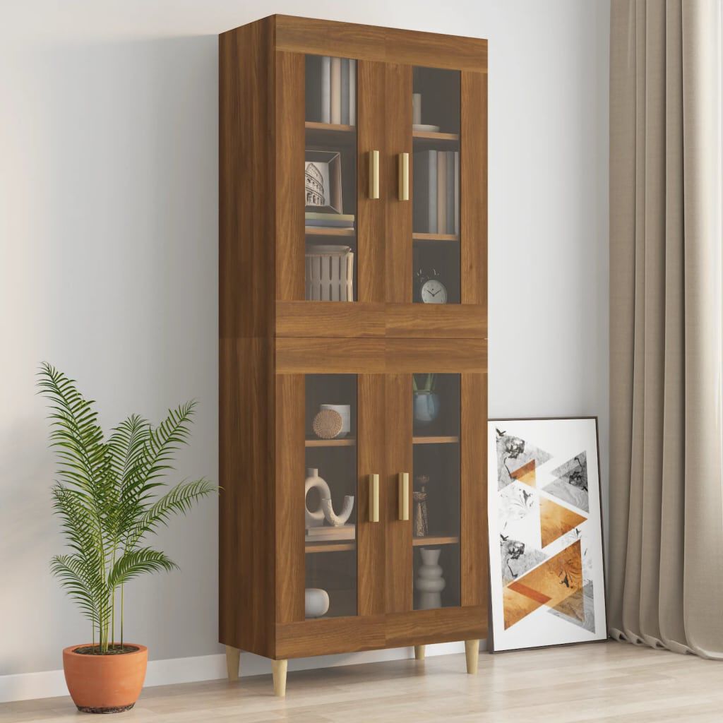 vidaXL Κρεμαστό Ντουλάπι Τοίχου Καφέ Δρυς 69,5x34x90 εκ Επεξ. Ξύλο
