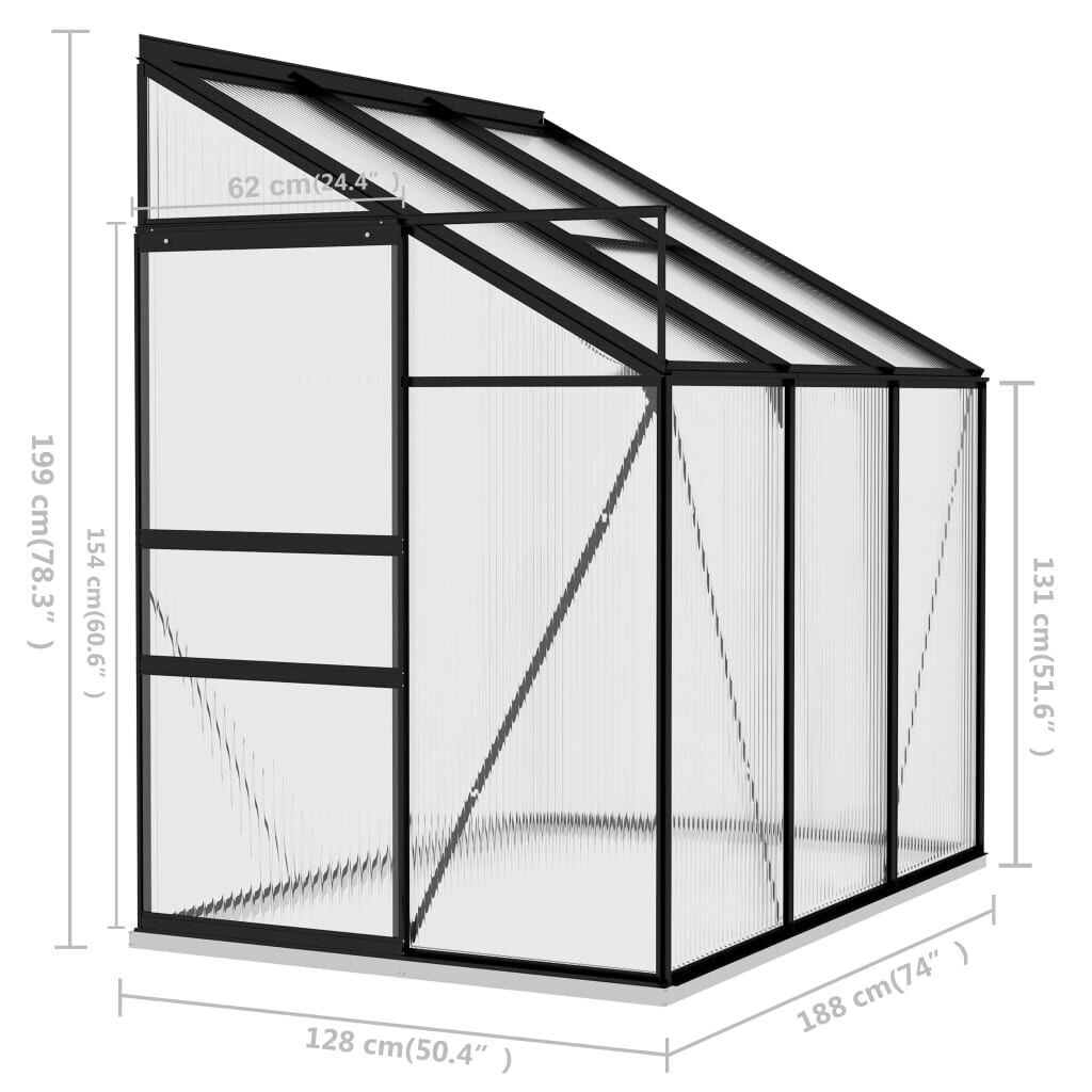 vidaXL Θερμοκήπιο Ανθρακί 3,97 μ³ Αλουμινίου