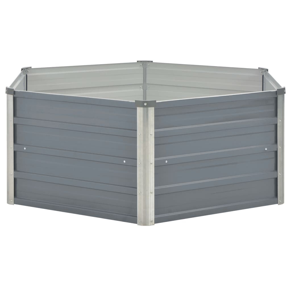 vidaXL Ζαρντινιέρα Ψηλή Γκρι 129 x 129 x 46 εκ. Γαλβανισμένος Χάλυβας
