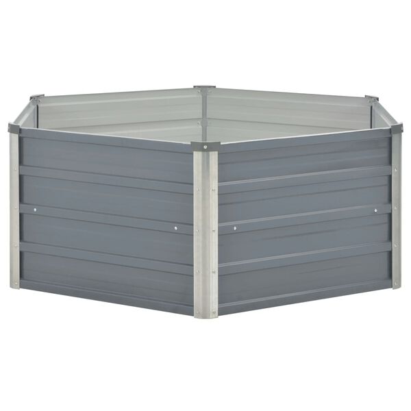 vidaXL Ζαρντινιέρα Ψηλή Γκρι 129 x 129 x 46 εκ. Γαλβανισμένος Χάλυβας