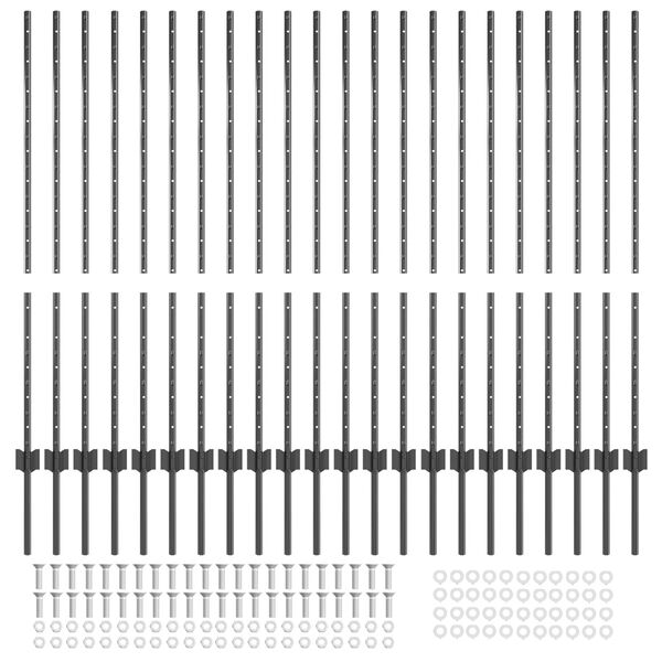 vidaXL Πό posts φράχτη 44 pcs Γκρι 160 cm Ατσάλι