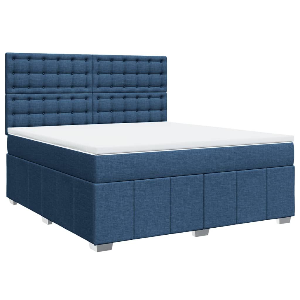 vidaXL Κρεβάτι Boxspring με Στρώμα Μπλε 180x200 εκ. Υφασμάτινο