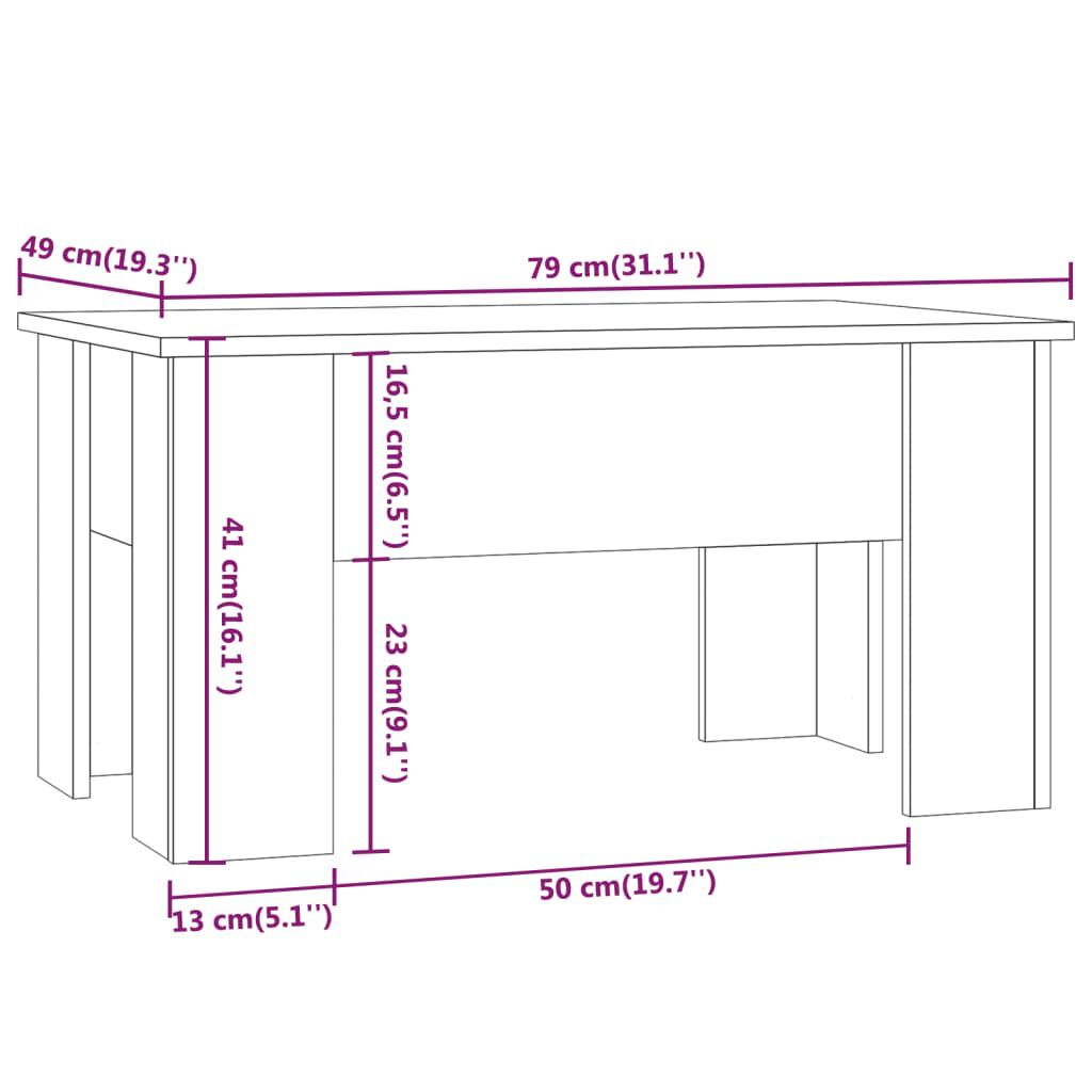 vidaXL Τραπεζάκι Σαλονιού Sonoma Δρυς 79x49x41 εκ. Επεξεργασμένο Ξύλο
