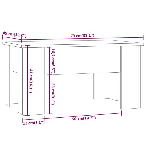 vidaXL Τραπεζάκι Σαλονιού Sonoma Δρυς 79x49x41 εκ. Επεξεργασμένο Ξύλο