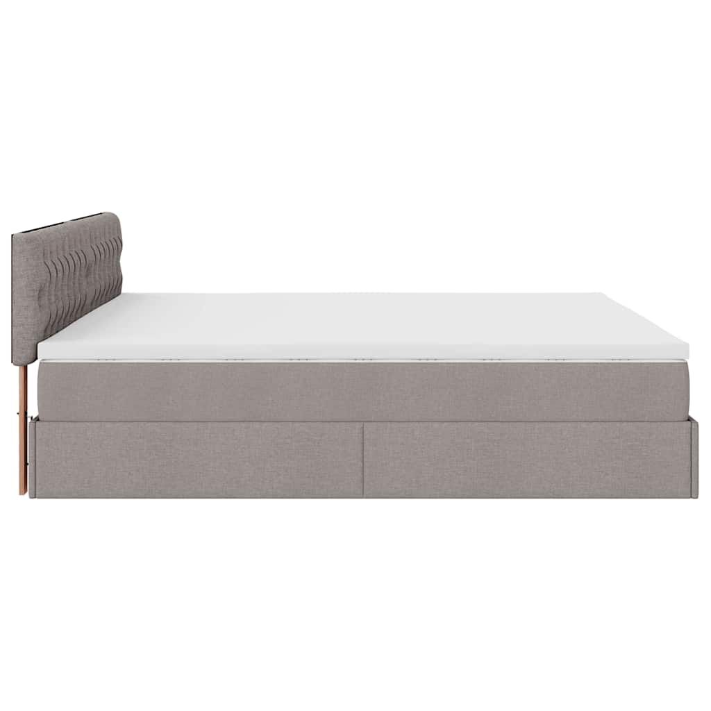 vidaXL Οθωμανικό κρεβάτι με στρώματα & LEDs Taupe 200x200cm ύφασμα