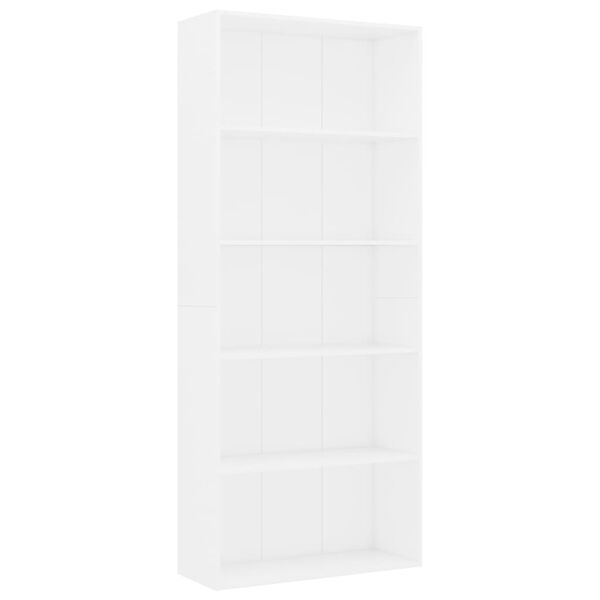 vidaXL Βιβλιοθήκη με 5 Ράφια Λευκή 80 x 30 x 189 εκ. Επεξ. Ξύλο