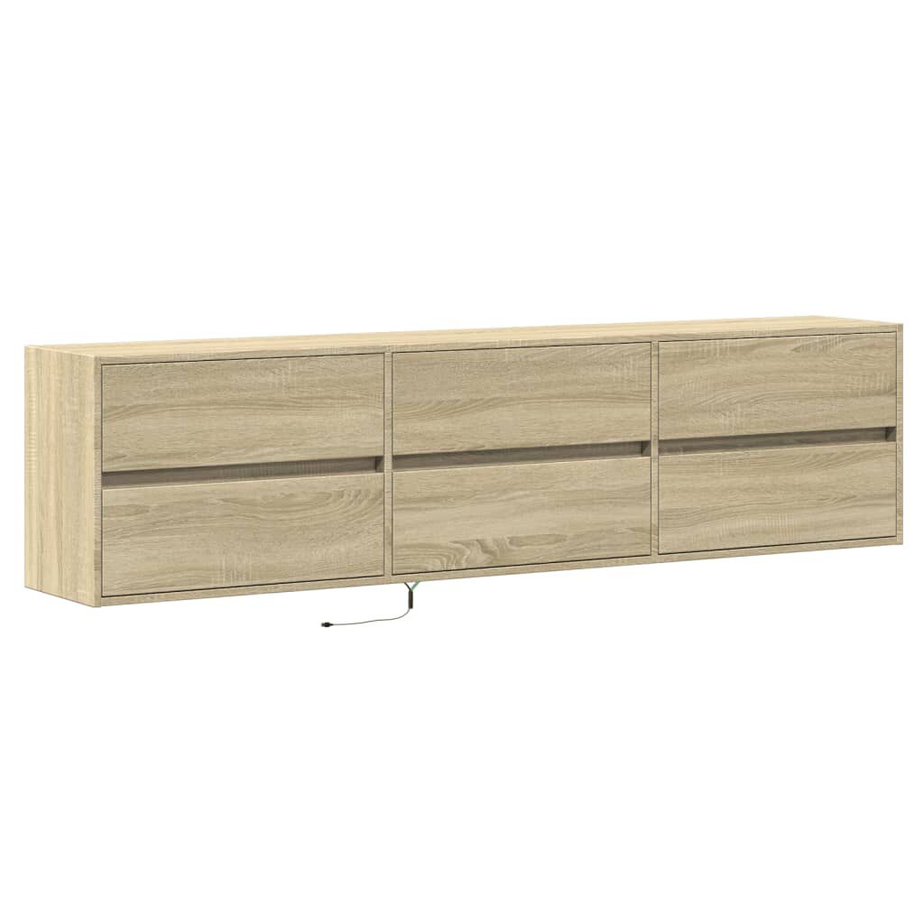 vidaXL Έπιπλο Τοίχου Τηλεόρασης με LED Sonoma Δρυς 180x31x45 εκ.