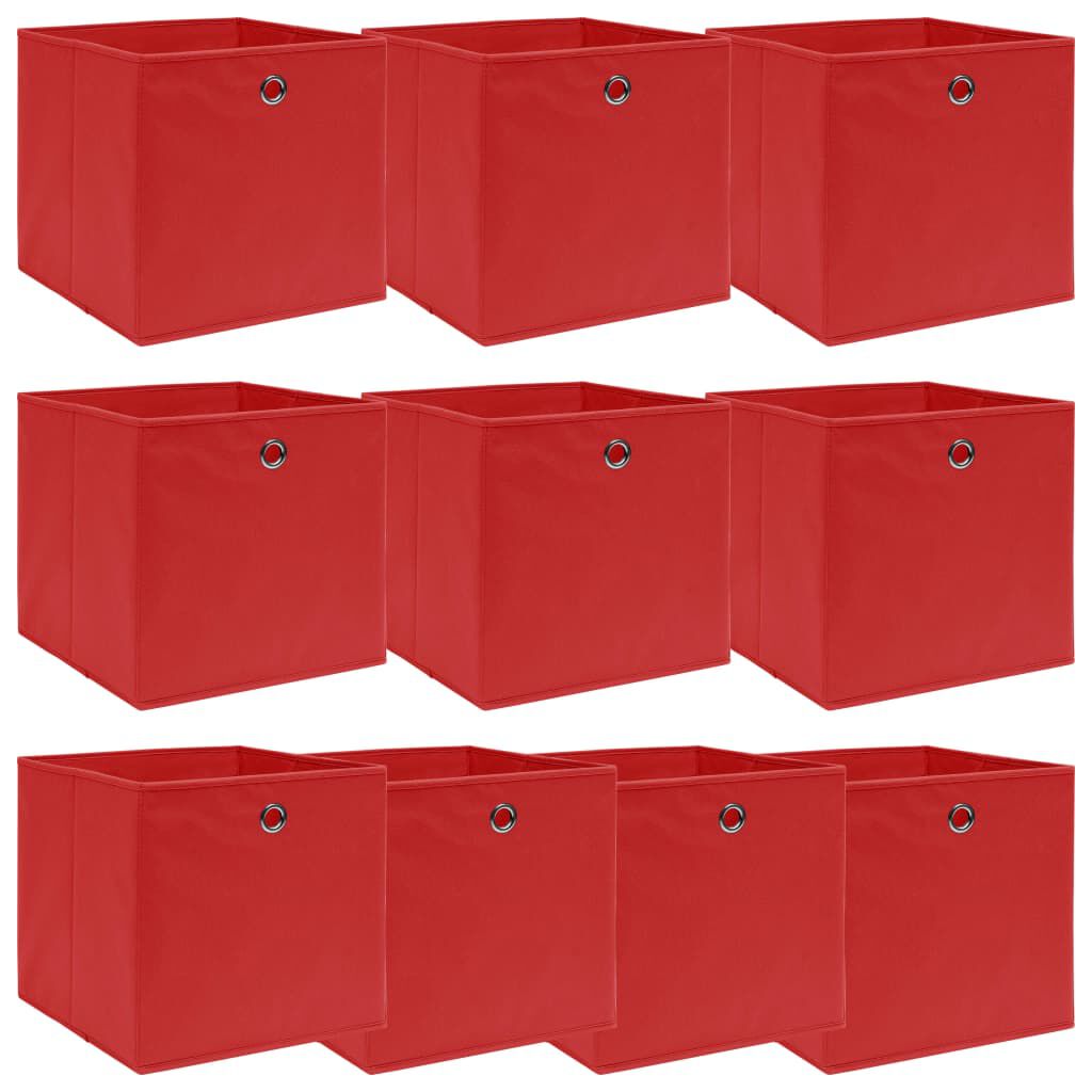 vidaXL Κουτιά Αποθήκευσης 10 τεμ. Κόκκινα 32 x 32 x 32 εκ. Υφασμάτινα