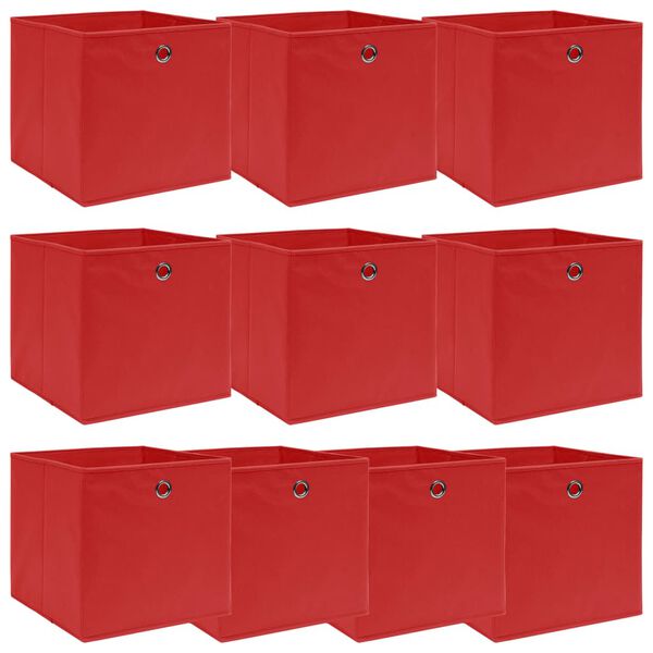 vidaXL Κουτιά Αποθήκευσης 10 τεμ. Κόκκινα 32 x 32 x 32 εκ. Υφασμάτινα
