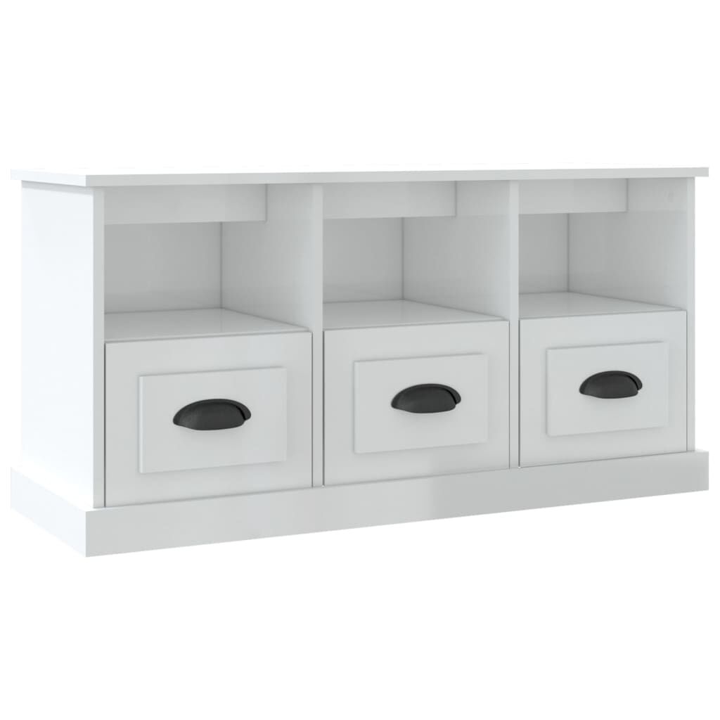 vidaXL Έπιπλο Τηλεόρασης Γυαλ. Λευκό 100x35x50 εκ. Επεξεργασμένο Ξύλο