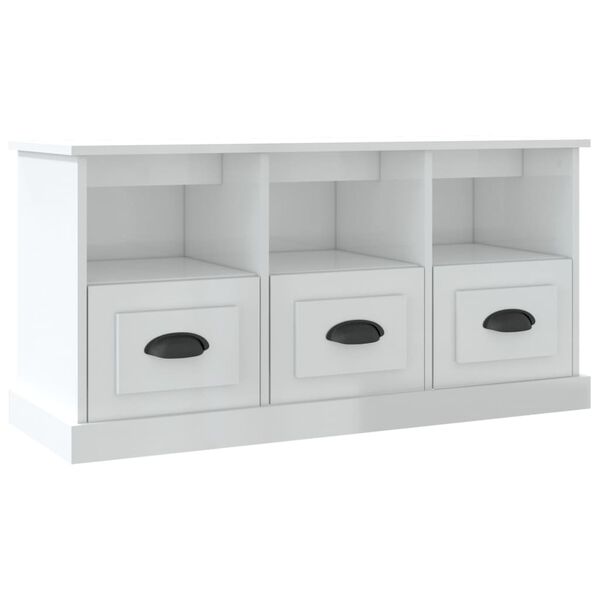 vidaXL Έπιπλο Τηλεόρασης Γυαλ. Λευκό 100x35x50 εκ. Επεξεργασμένο Ξύλο