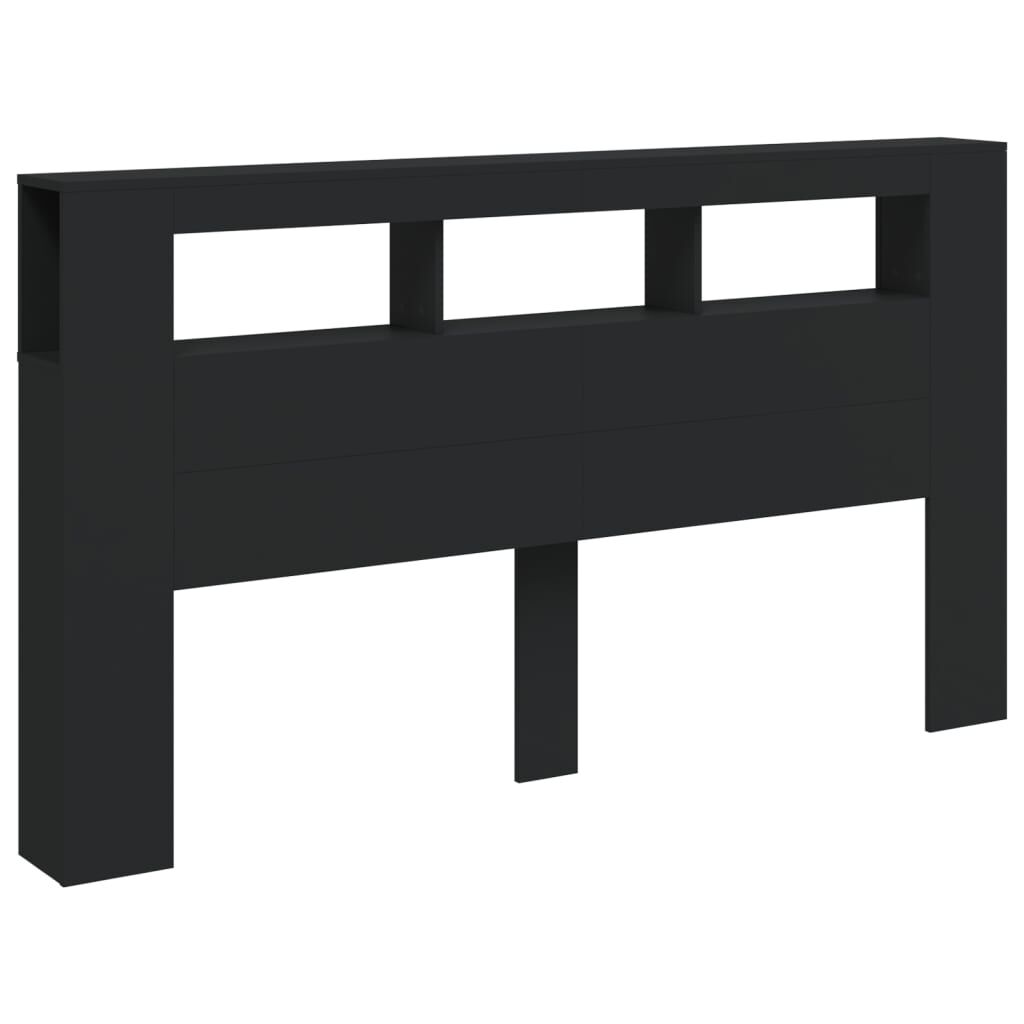 vidaXL Κεφαλάρι Κρεβατιού με LED Μαύρο 180x18,5x103,5 εκ Επεξεργ. Ξύλο