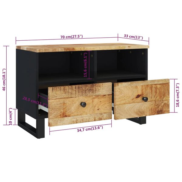 vidaXL Έπιπλο Τηλεόρασης 70 x 33 x 46 εκ. από Μασίφ Ξύλο Μάνγκο