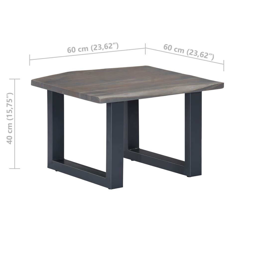 vidaXL Τραπεζάκι Σαλονιού Live Edge Γκρι 60x60x40 εκ. Ξύλο Ακακίας