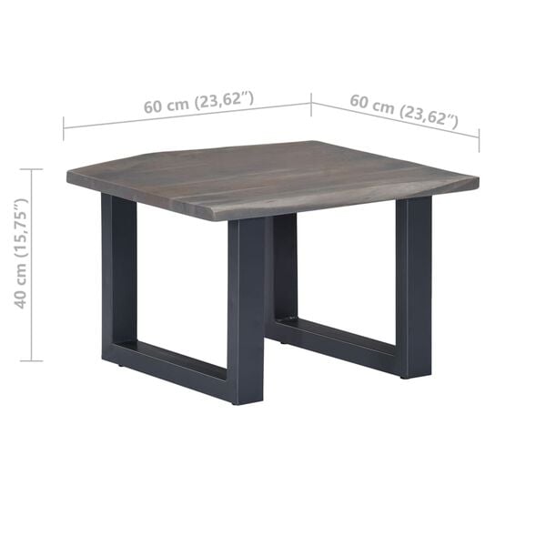 vidaXL Τραπεζάκι Σαλονιού Live Edge Γκρι 60x60x40 εκ. Ξύλο Ακακίας