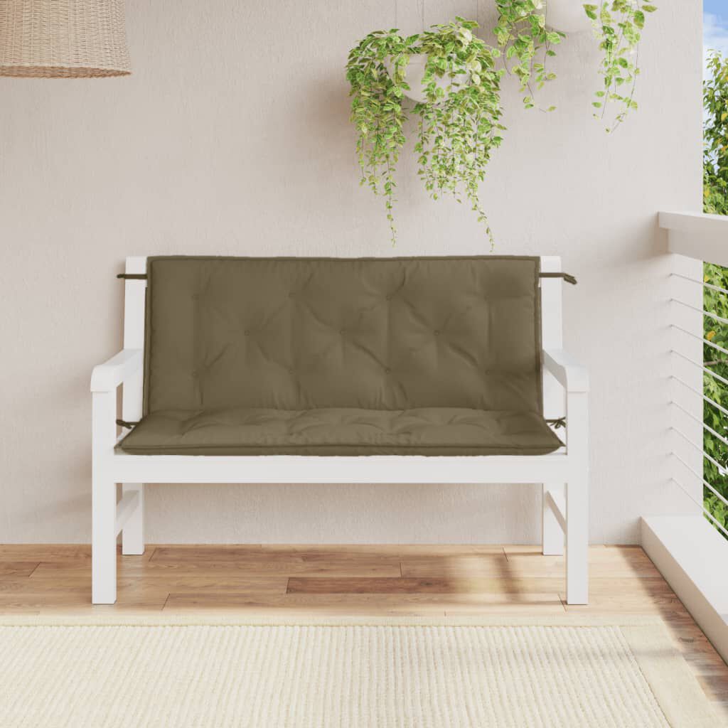 vidaXL Μαξιλάρια Πάγκου Κήπου 2 τεμ. Taupe Μελανζέ 120x50x7 εκ. Ύφ.