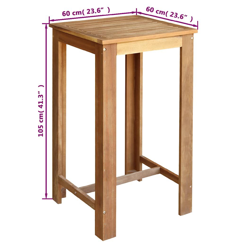 vidaXL Τραπέζι Μπαρ 60 x 60 x 105 εκ. από Μασίφ Ξύλο Ακακίας