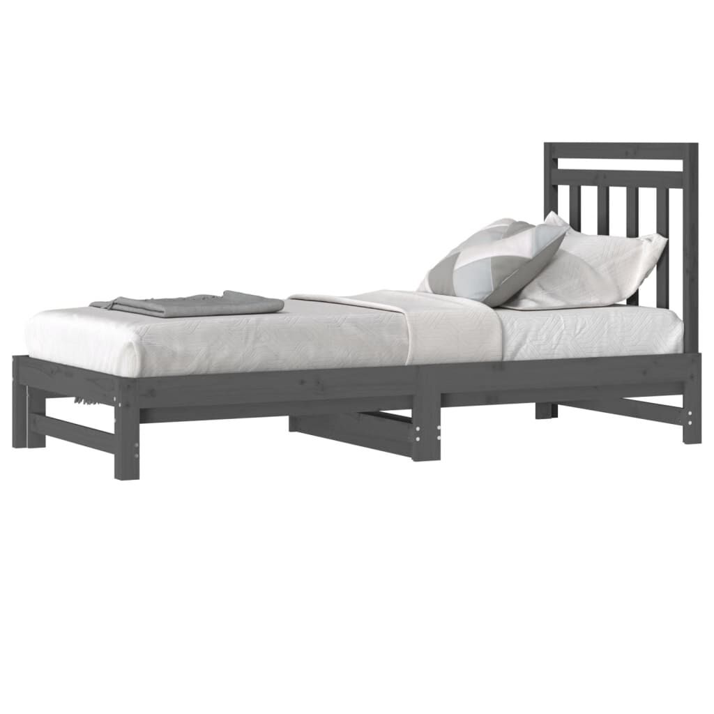 vidaXL Καναπές Κρεβάτι Συρόμενος Γκρι 2x(90x200) εκ. Μασίφ Ξύλο Πεύκου