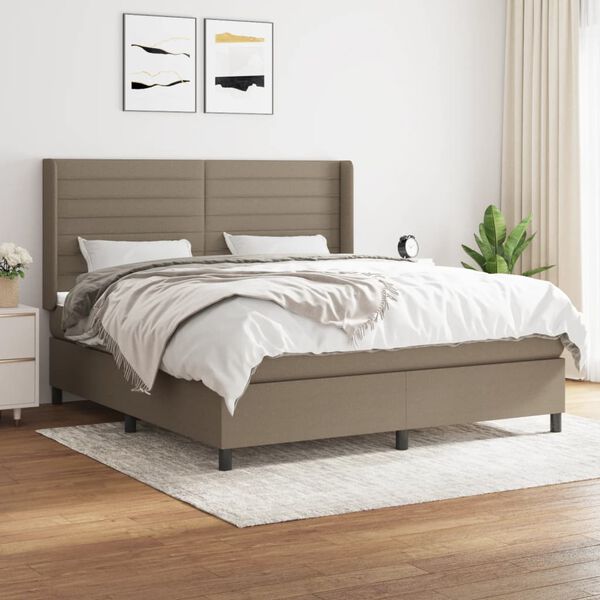vidaXL &Kappa;&rho;&epsilon;&beta;ά&tau;&iota; Boxspring &mu;&epsilon; &Sigma;&tau;&rho;ώ&mu;&alpha; Taupe 180x200 &epsilon;&kappa;. &Upsilon;&phi;&alpha;&sigma;&mu;ά&tau;&iota;&nu;&omicron;