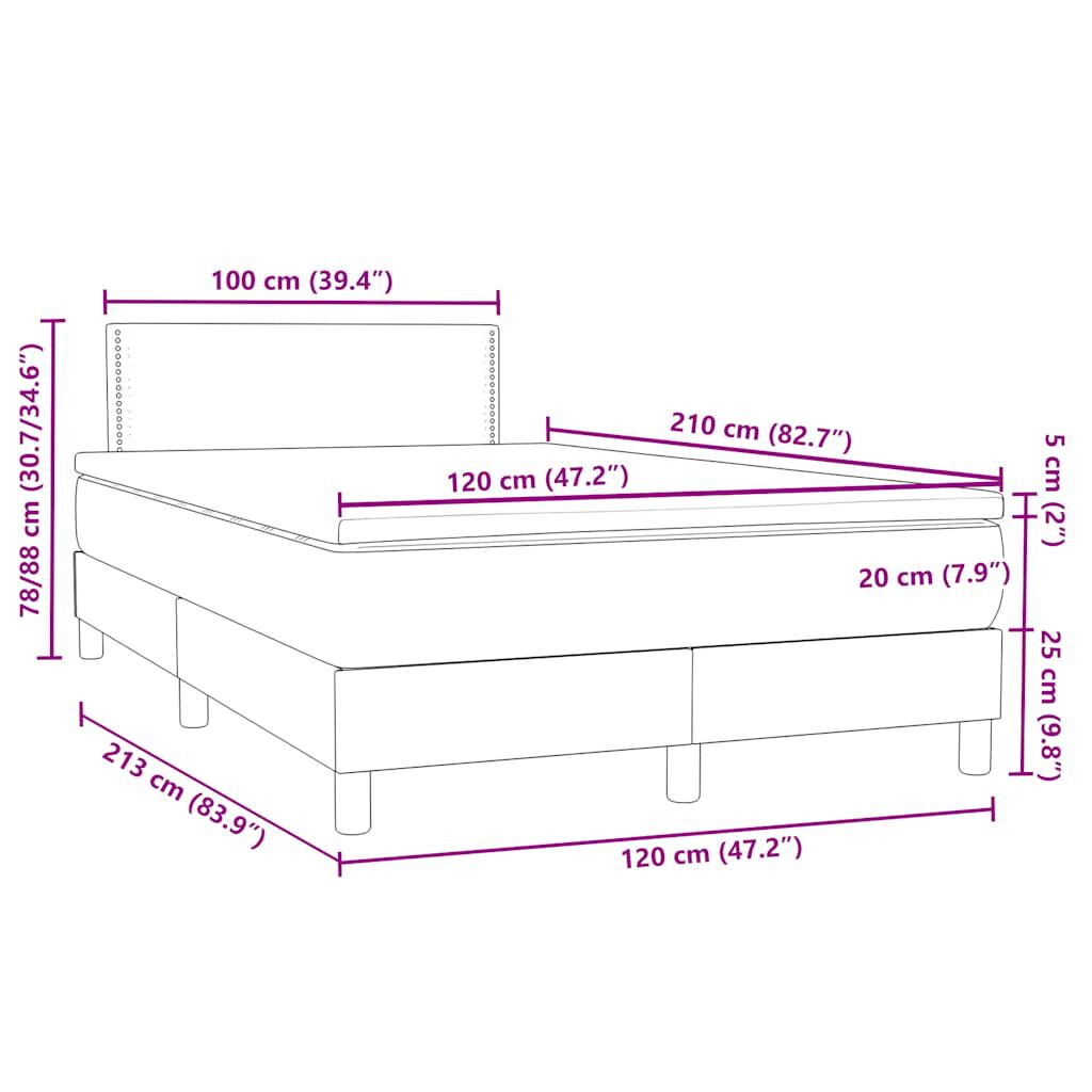 vidaXL Κρεβάτι Boxspring με Στρώμα Σκούρο Πράσινο 120x210εκ. Βελούδινο