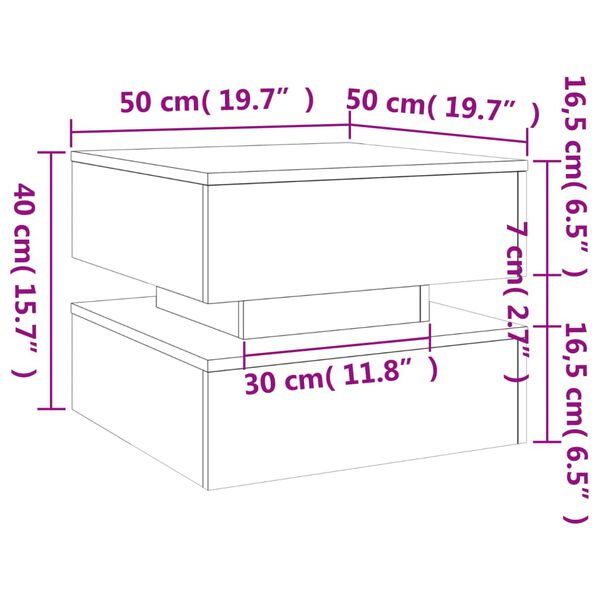 vidaXL Τραπεζάκι Σαλονιού με LED Μαύρο 50 x 50 x 40 εκ.