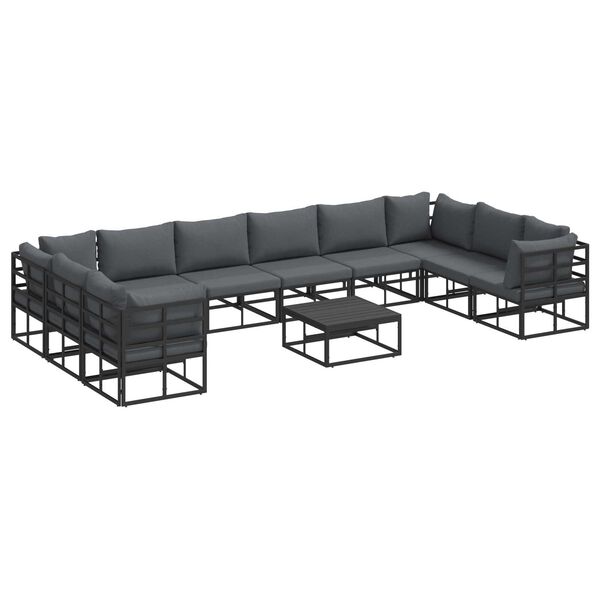 vidaXL Σετ Καναπέ Κήπου 11 pcs Μαύρο 70 x 70 x 32 εκ Αλουμίνιο