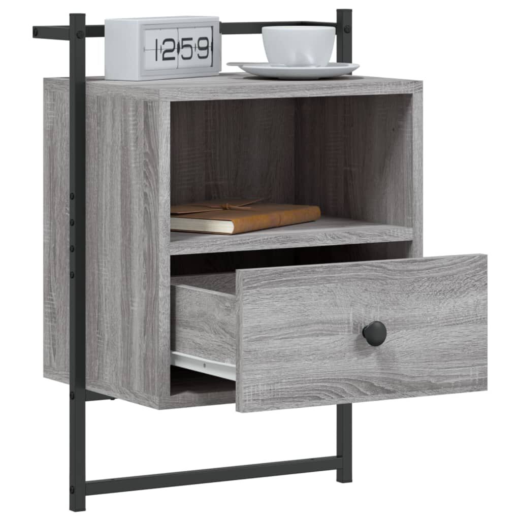 vidaXL Κομοδίνα Επιτοίχια 2 τεμ. Γκρι Sonoma 40x30x61 εκ Επεξεργ. Ξύλο