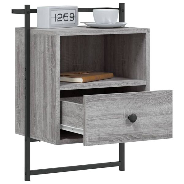 vidaXL Κομοδίνα Επιτοίχια 2 τεμ. Γκρι Sonoma 40x30x61 εκ Επεξεργ. Ξύλο