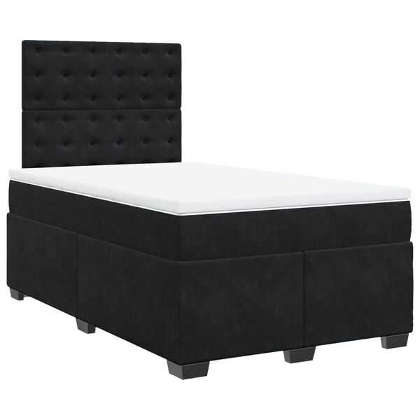 vidaXL Κρεβάτι Boxspring με Στρώμα Μαύρο 120 x 200 εκ. Βελούδινο