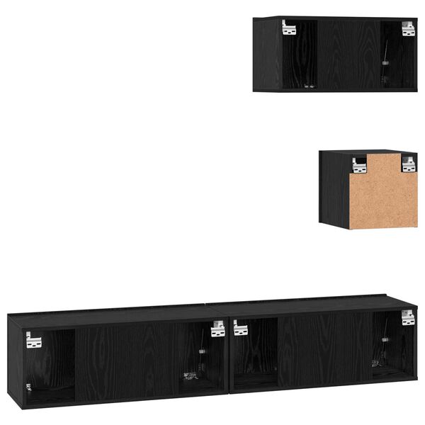 vidaXL Σετ TV Άλλο με αποθήκευση με πόρτα 4 pcs Μαύρη Δρυς 80 x 30 x 30 εκ.