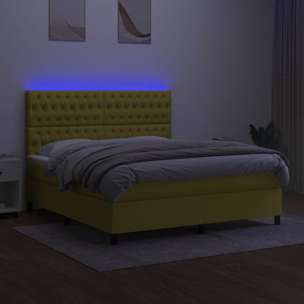 vidaXL &Kappa;&rho;&epsilon;&beta;ά&tau;&iota; Boxspring &mu;&epsilon; &Sigma;&tau;&rho;ώ&mu;&alpha; & LED &Pi;&rho;ά&sigma;&iota;&nu;&omicron; 180x200 &epsilon;&kappa; &Upsilon;&phi;&alpha;&sigma;&mu;ά&tau;&iota;&nu;&omicron;