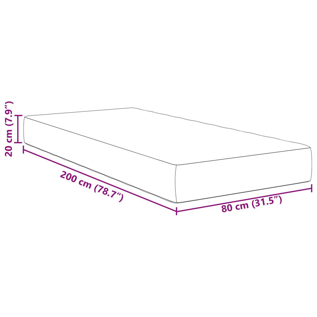 vidaXL Στρώμα με Ελατήρια Σκούρο Γκρι Μέτριο 80x200x20 cm Ύφασμα