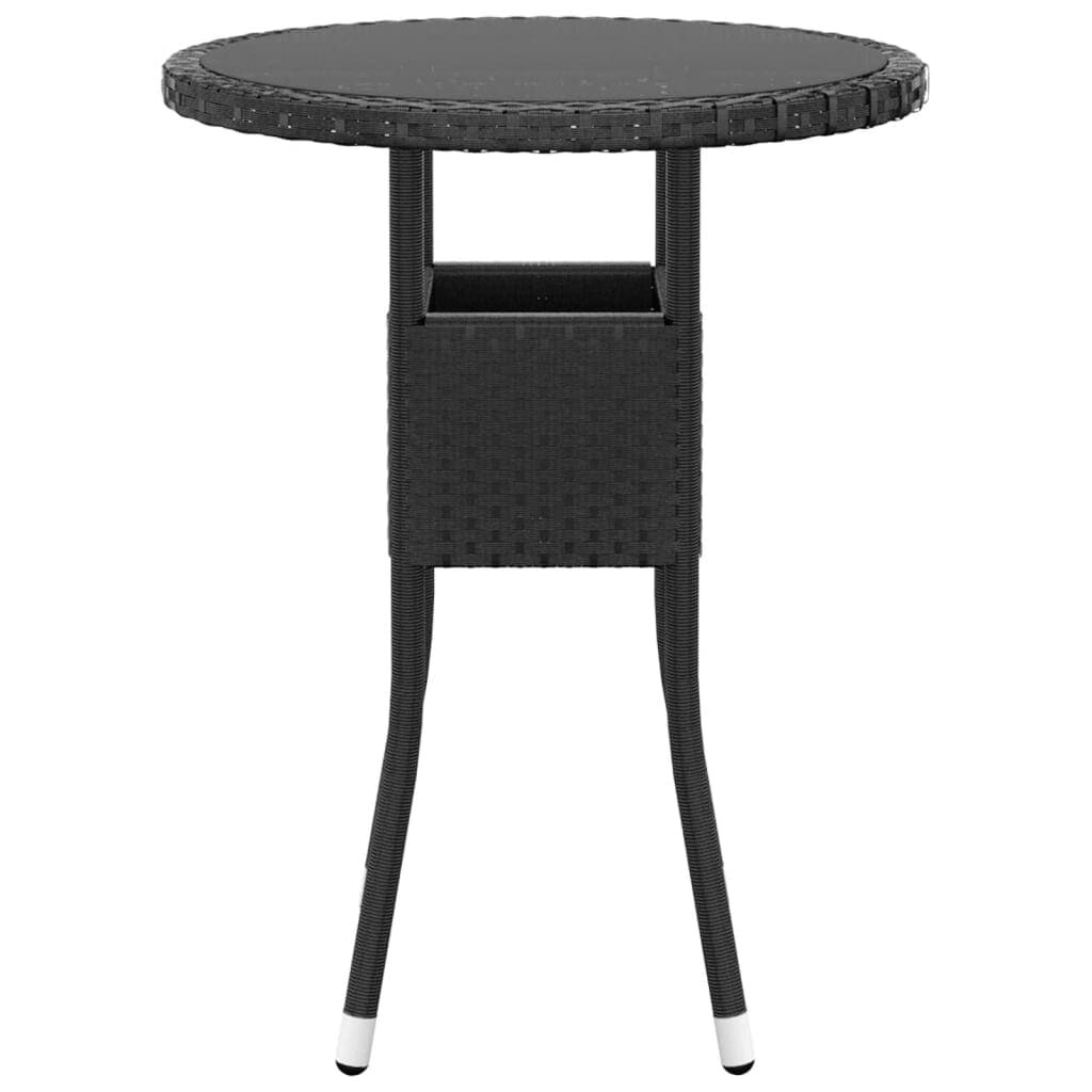vidaXL Σετ Επίπλων Bistro Κήπου 3 τεμ. Μαύρο Συνθ. Ρατάν/Ψημένο Γυαλί