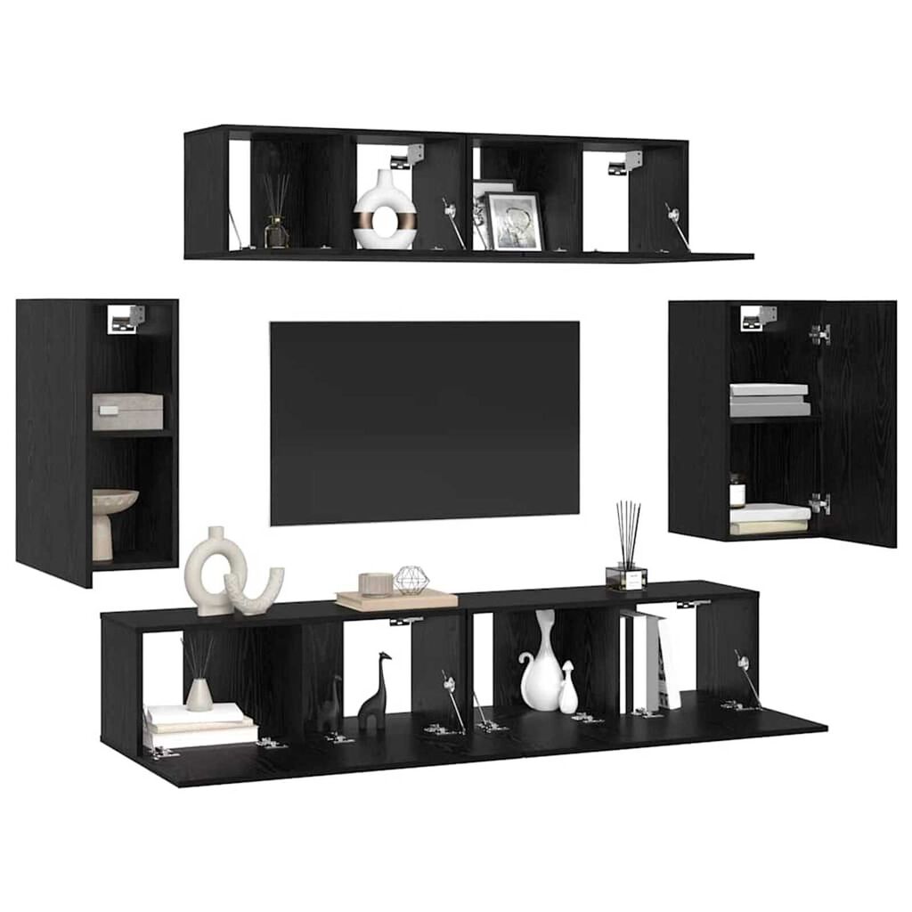 vidaXL Σετ επίπλου τηλεόρασης 6 pcs Μαύρη δρυς 80 x 30 x 30 εκ
