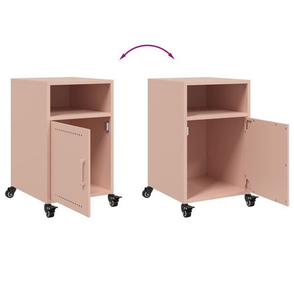 vidaXL Κομοδίνο Ροζ 36x39x59 εκ. από Χάλυβα